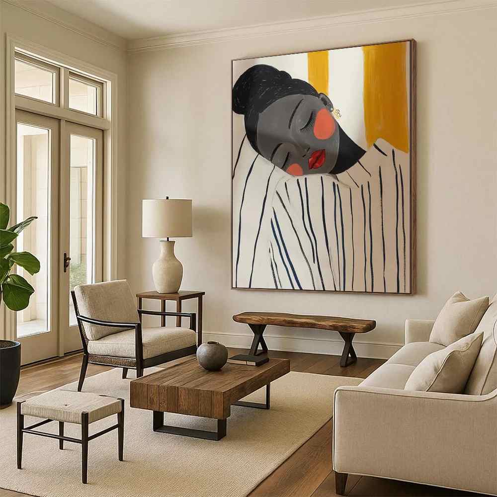 Figure Original Yellow Abstract Artwork DC73J